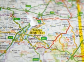 Map showing Burton upon Trent.