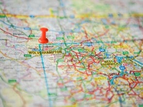 Map showing Wolverhampton.